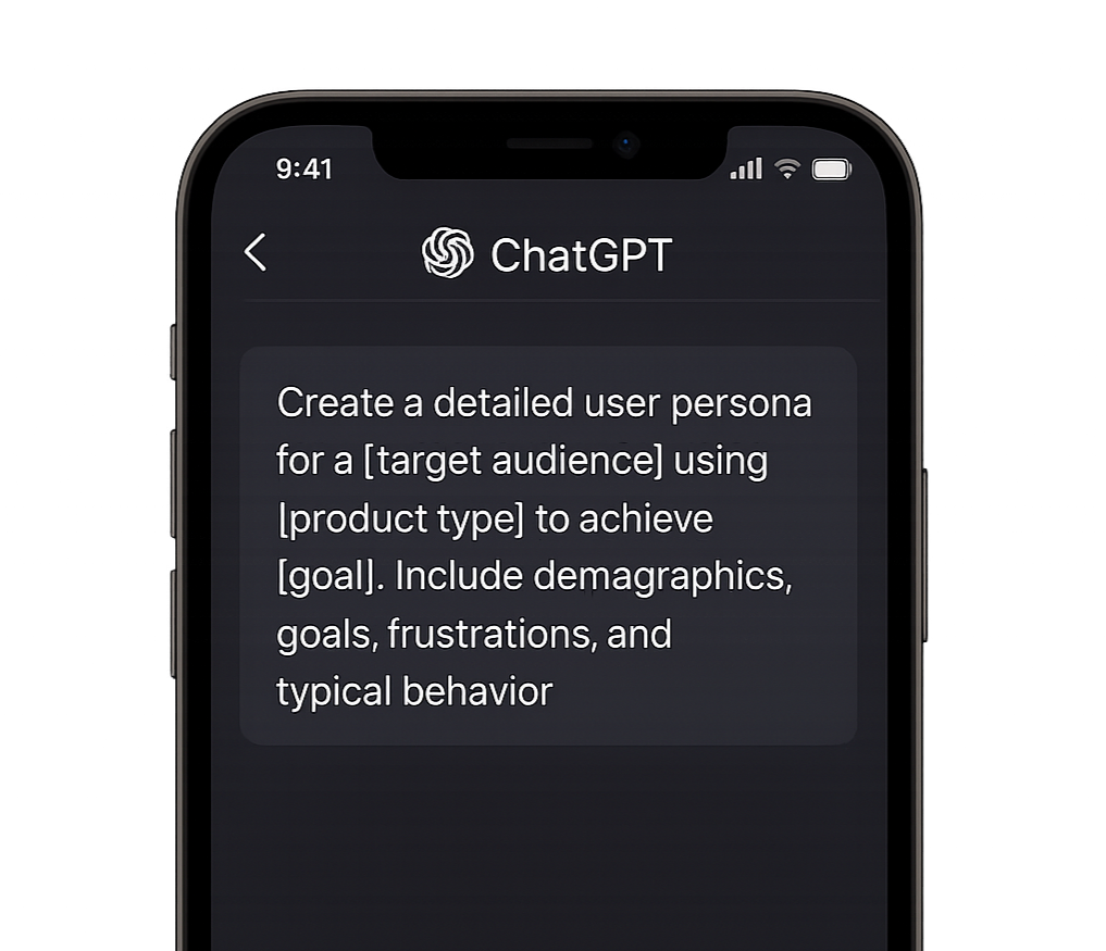 Prompt example Example of a UX prompt in ChatGPT on a mobile phone